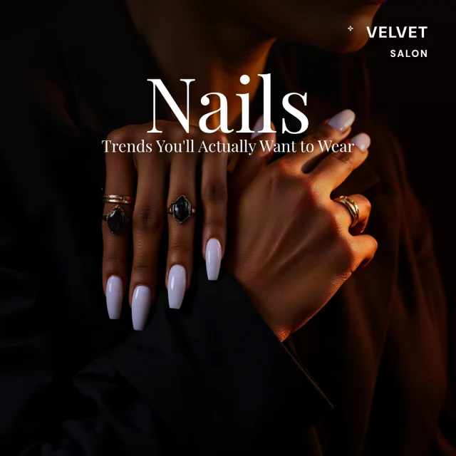 Velvet Salon post: Nail trends: lilac almond nails and rings