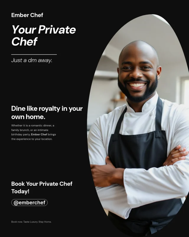 Ember Chef post: Your private chef: a smiling chef in whites