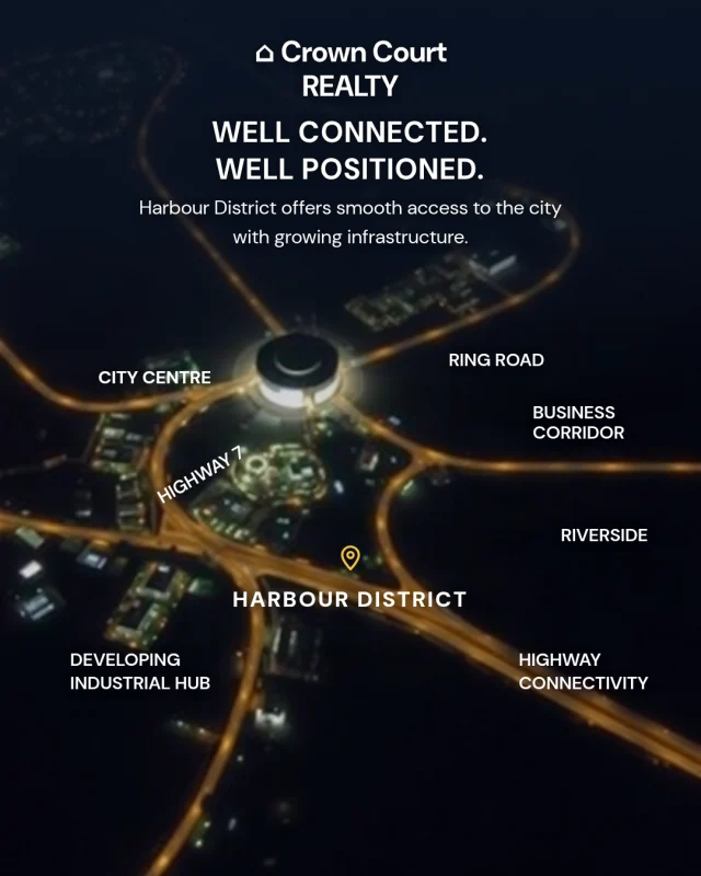 Crown Court Realty post: Well connected, well positioned: a night map of Harbour District