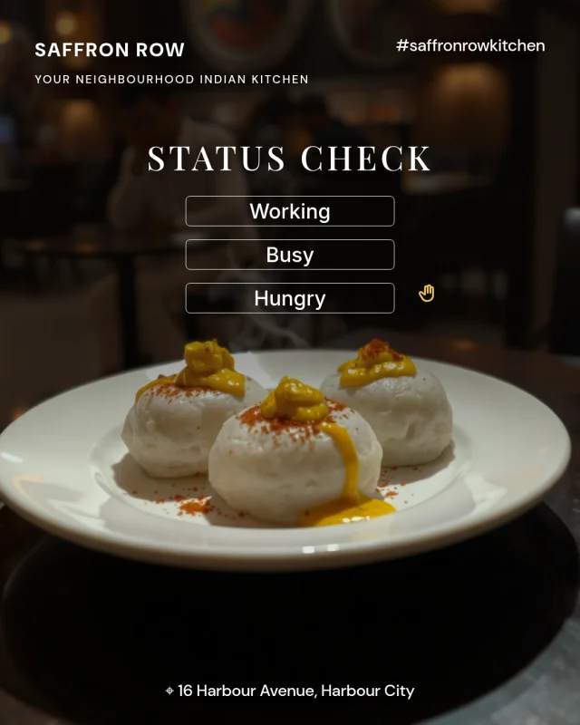 Saffron Row post: Status check: working, busy or hungry, over a plate of idli