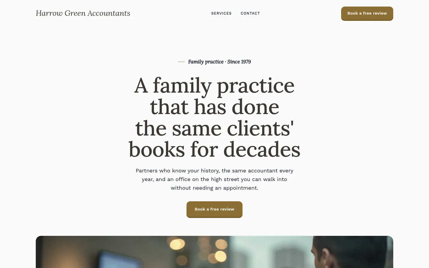 The Harrow Green Accountants website, as a visitor sees it