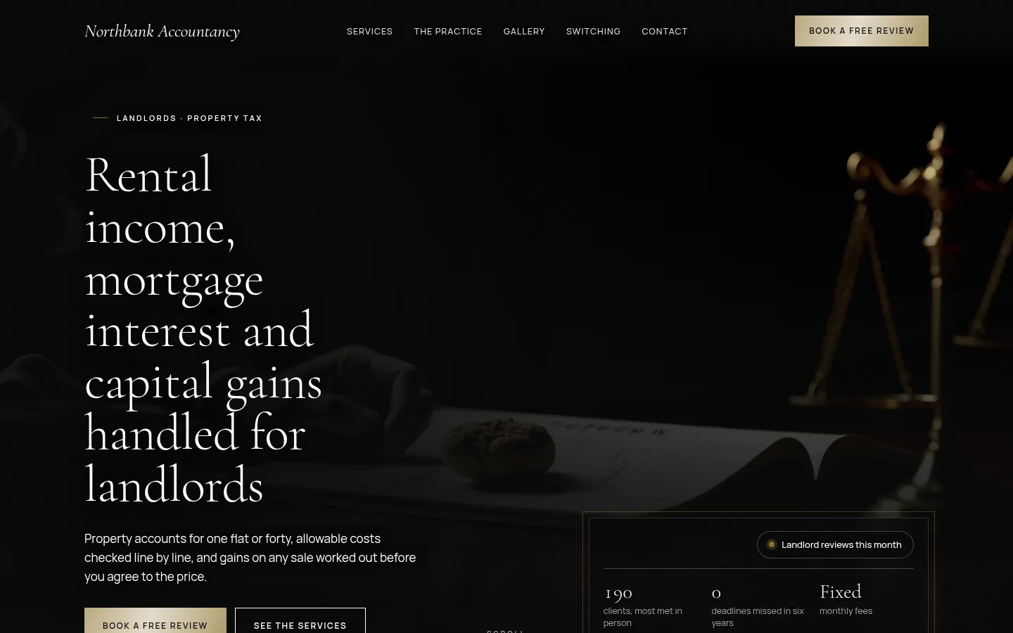 The Northbank Accountancy website, as a visitor sees it