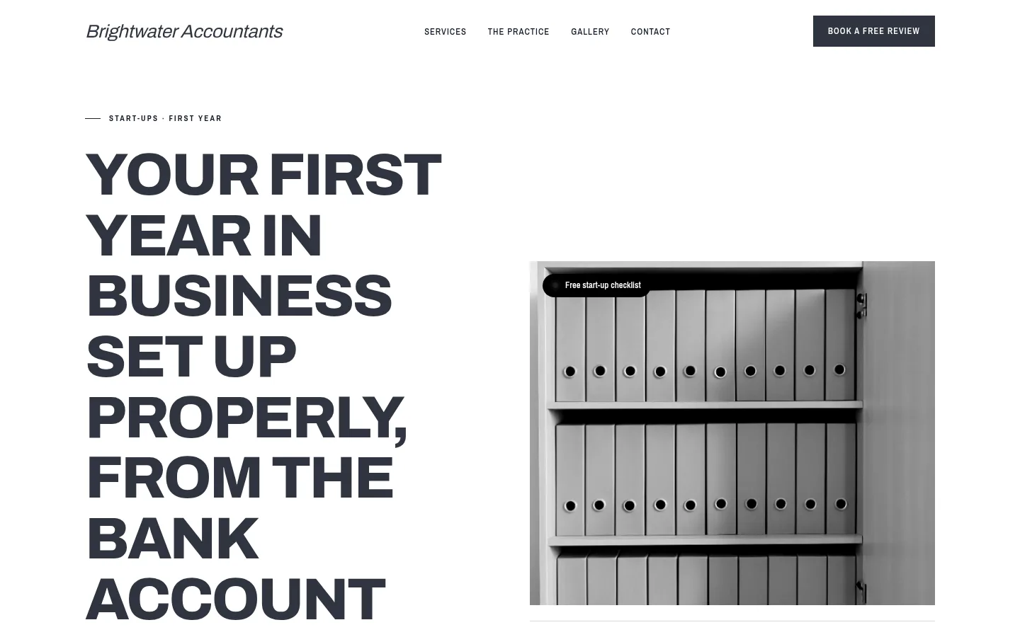 The Brightwater Accountants website, as a visitor sees it