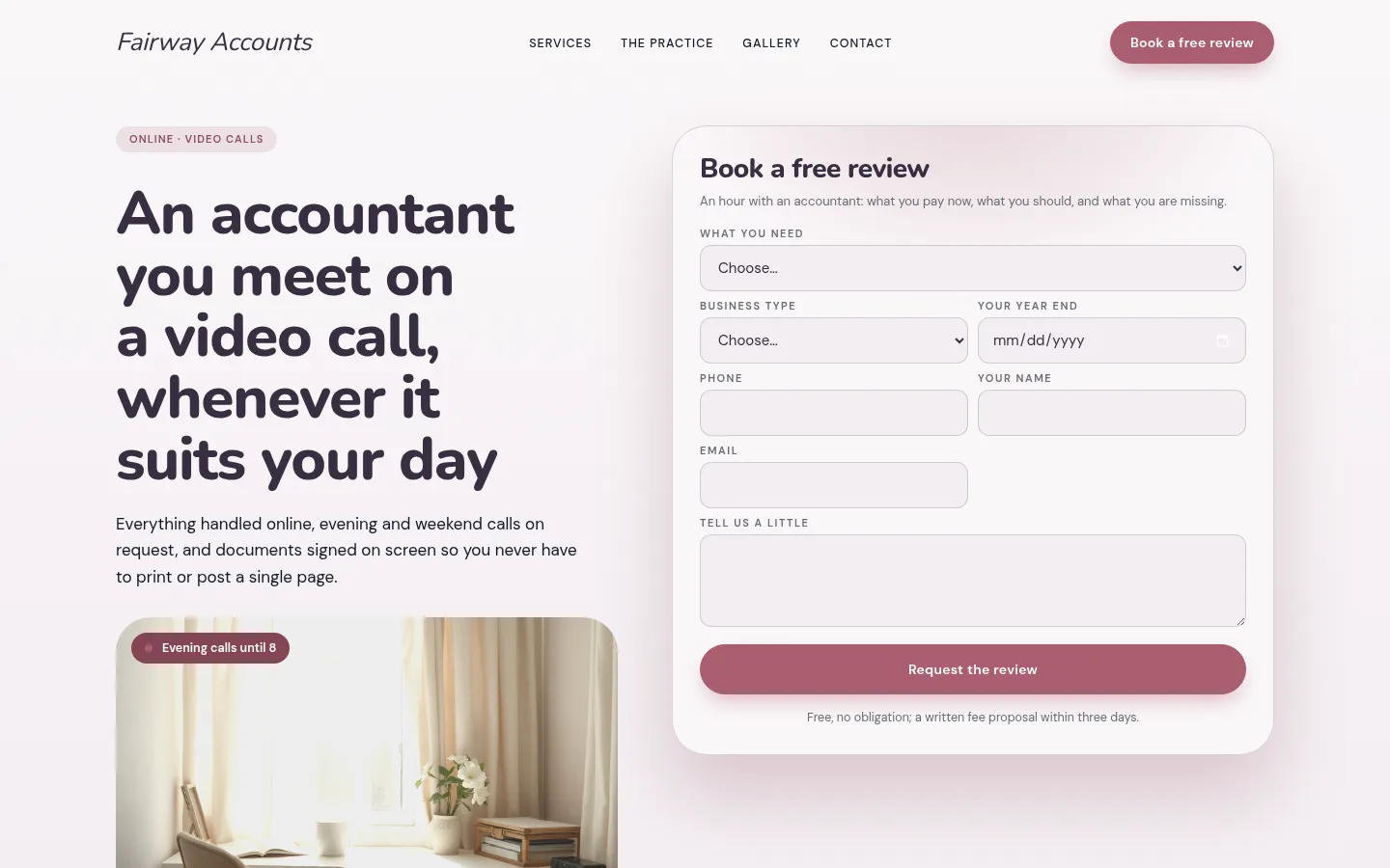 The Fairway Accounts website, as a visitor sees it