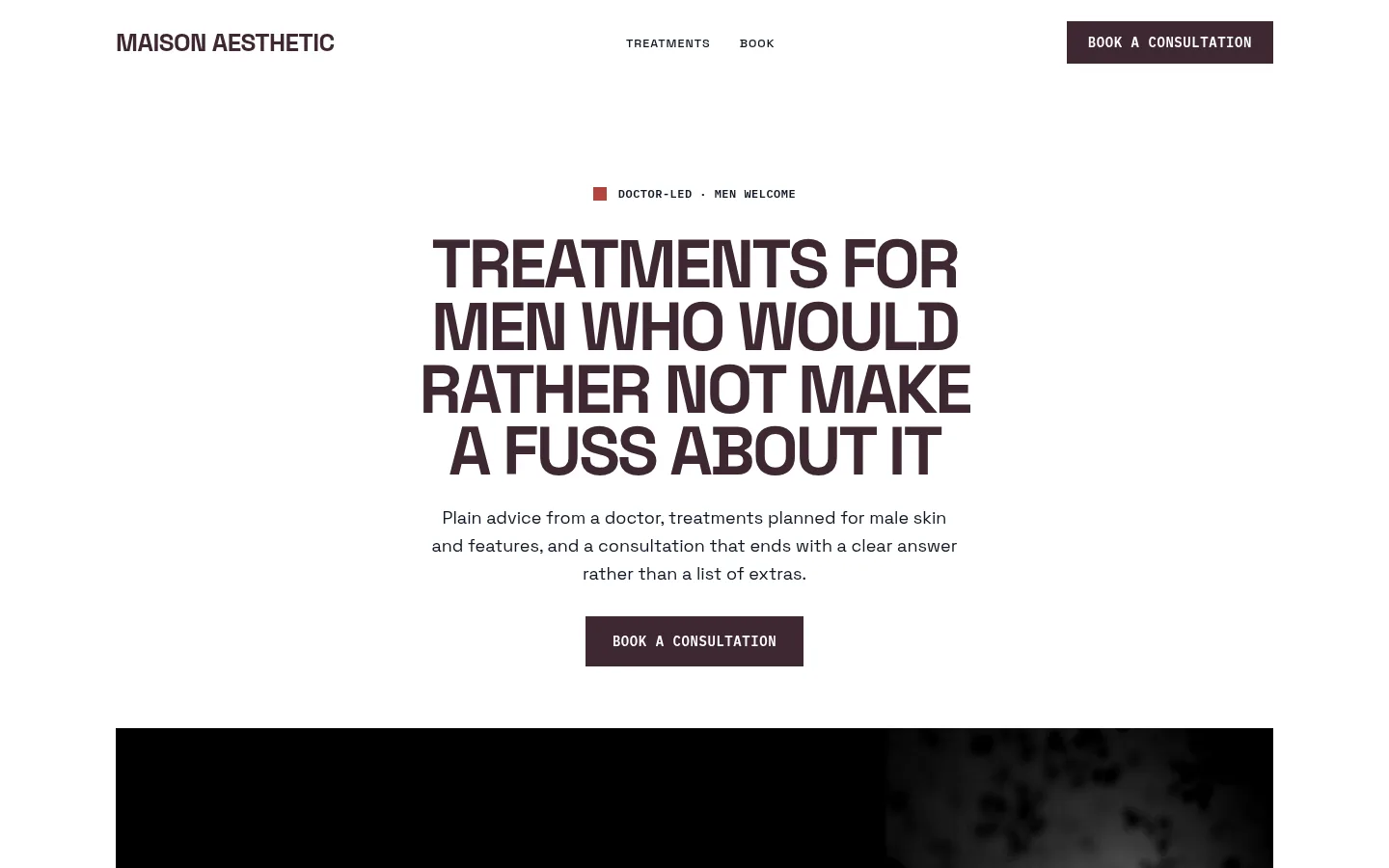 The Maison Aesthetic website, as a visitor sees it