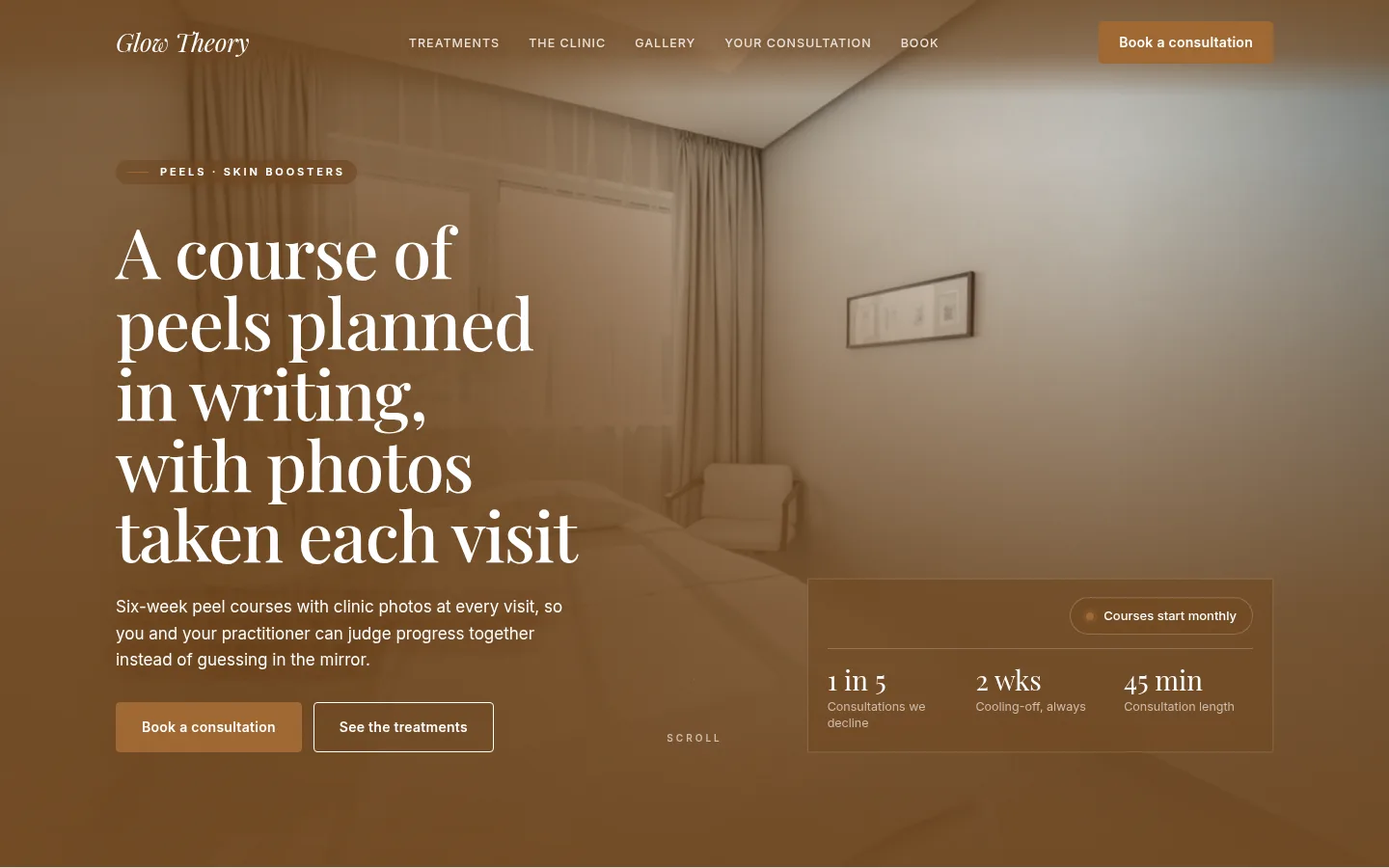 The Glow Theory website, as a visitor sees it