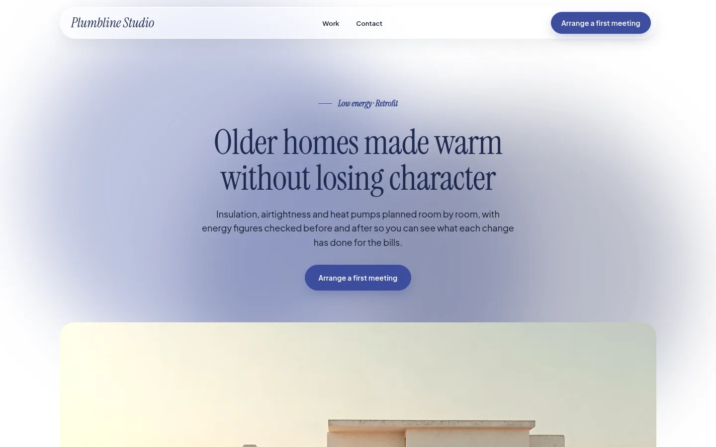 The Plumbline Studio website, as a visitor sees it