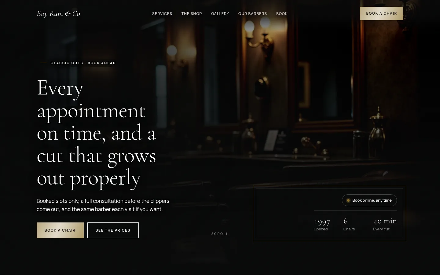 The Bay Rum & Co website, as a visitor sees it