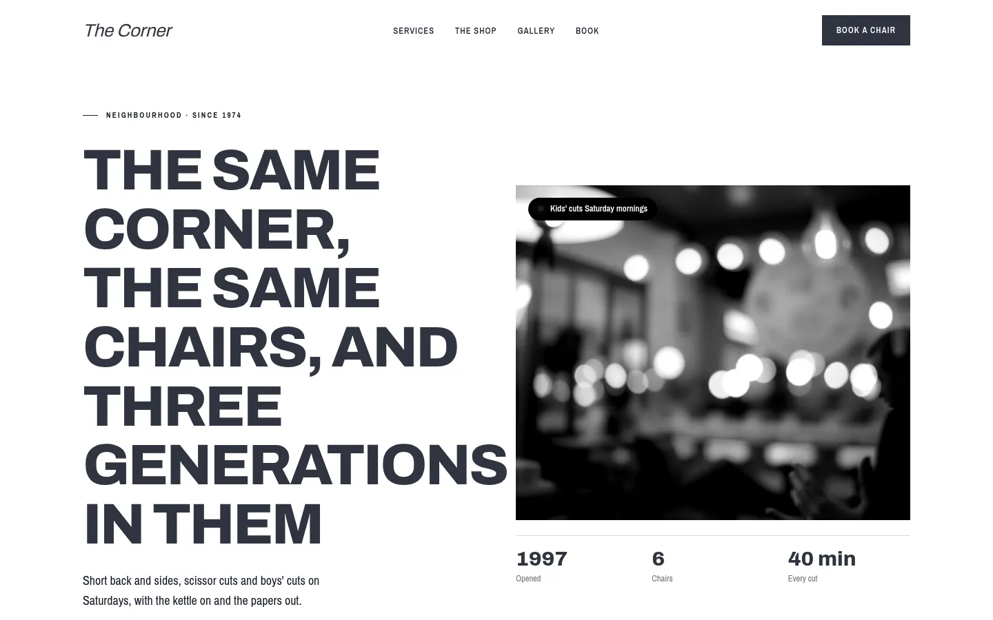 The The Corner website, as a visitor sees it