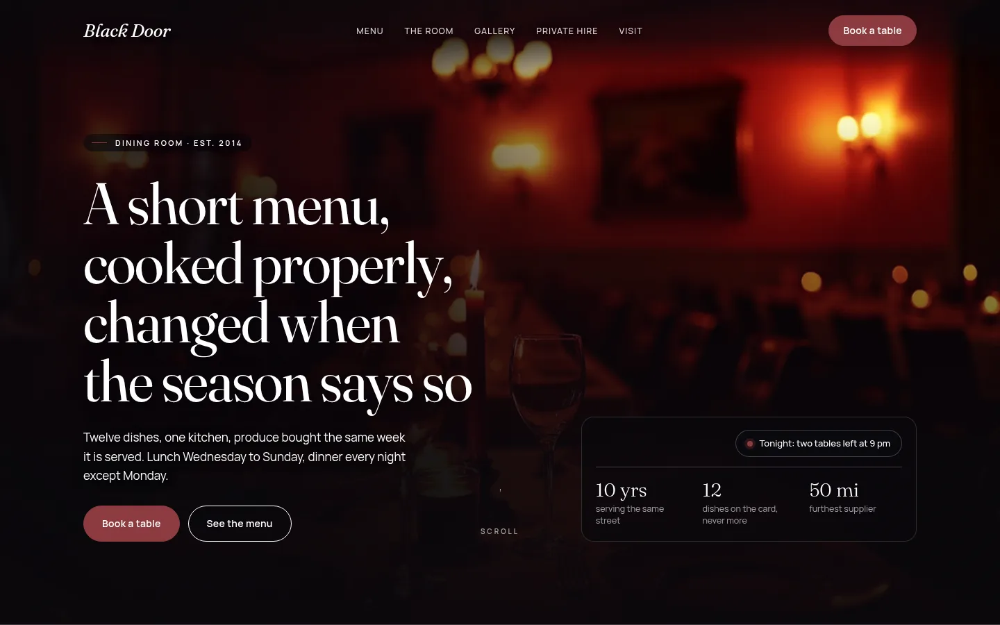 The restaurant website Arthur built