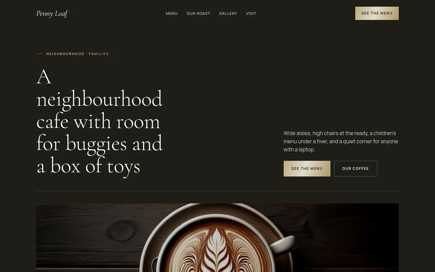 The Penny Loaf website, as a visitor sees it