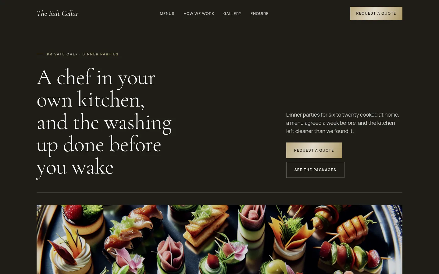 The The Salt Cellar website, as a visitor sees it