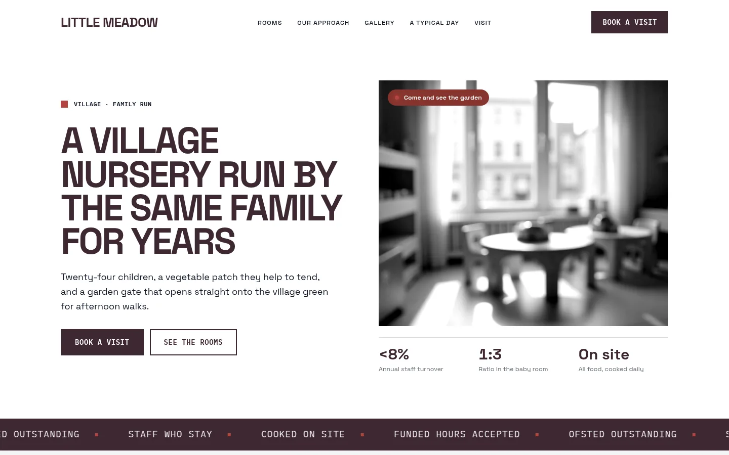 The Little Meadow website, as a visitor sees it