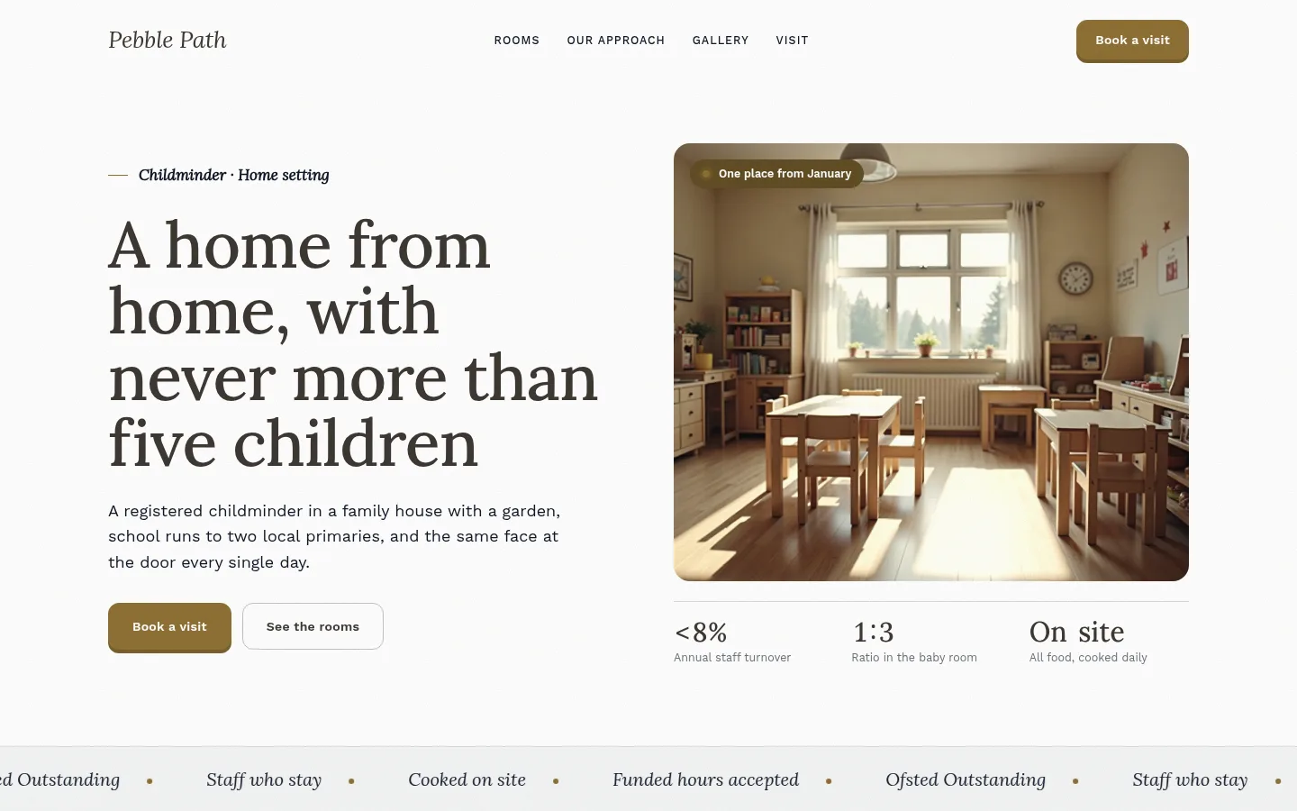 The Pebble Path website, as a visitor sees it