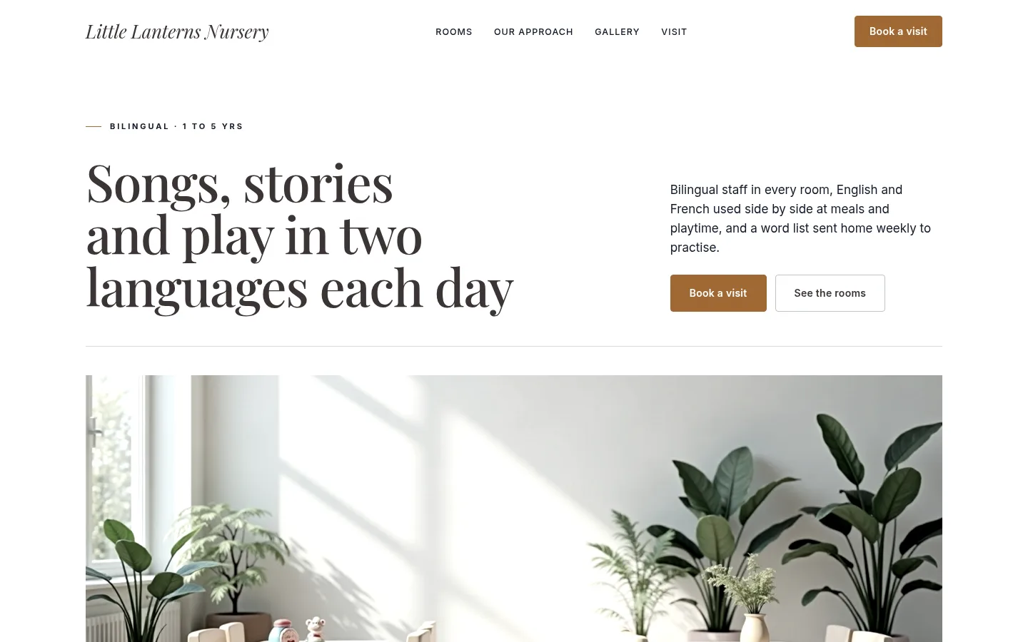 The Little Lanterns Nursery website, as a visitor sees it