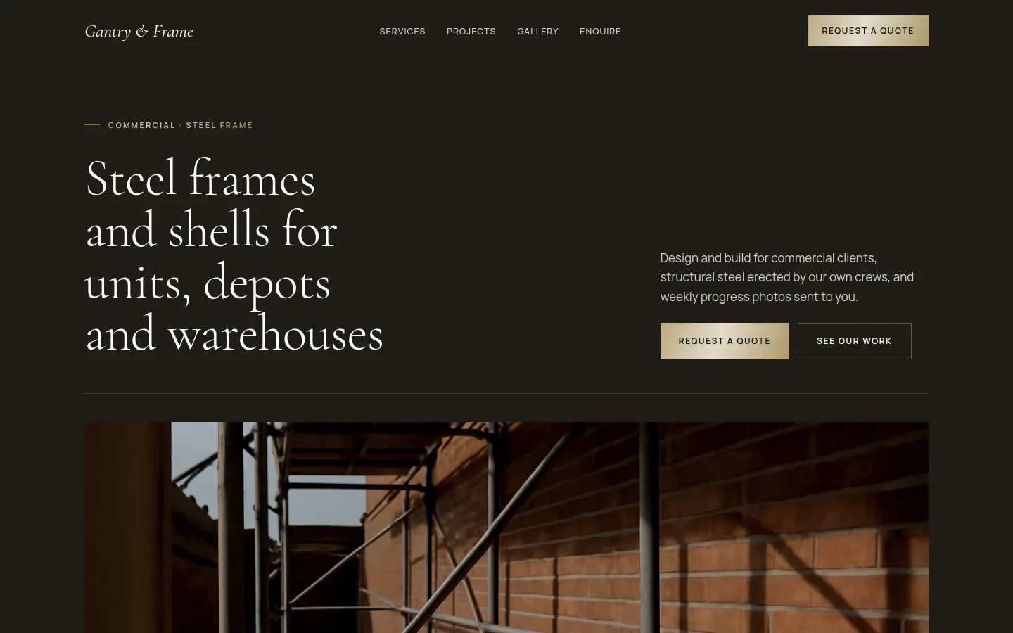 The Gantry & Frame website, as a visitor sees it