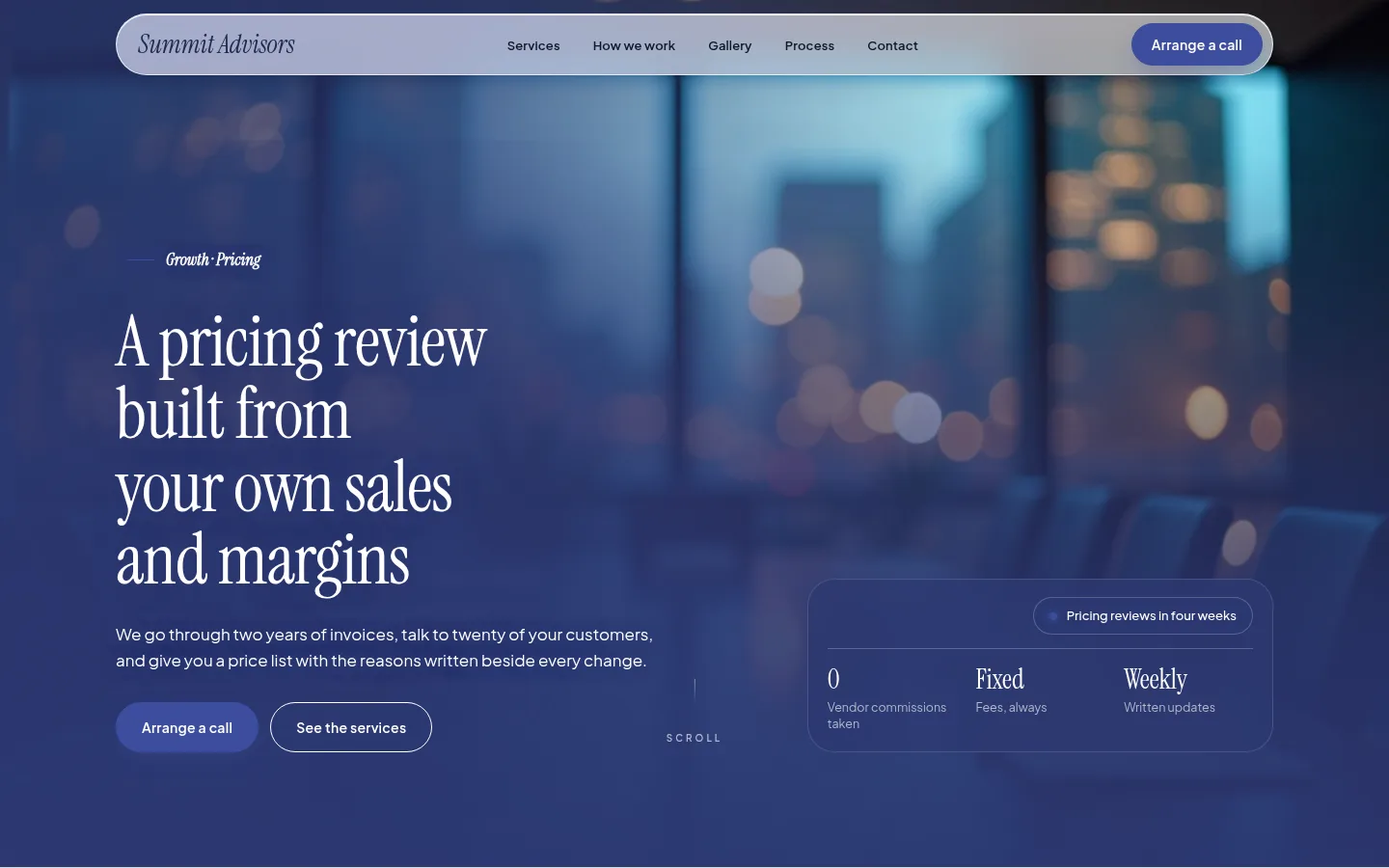 The Summit Advisors website, as a visitor sees it