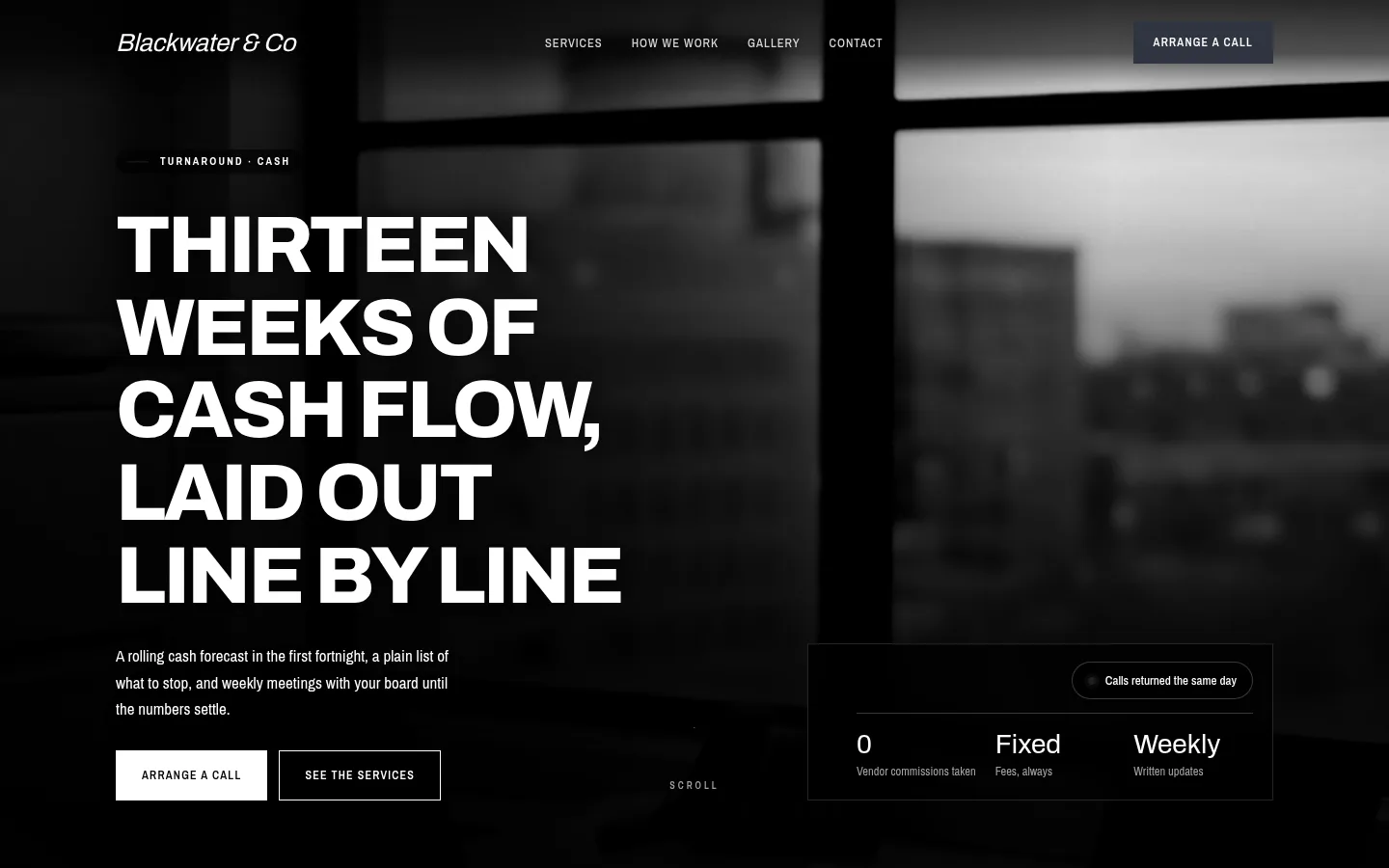 The Blackwater & Co website, as a visitor sees it