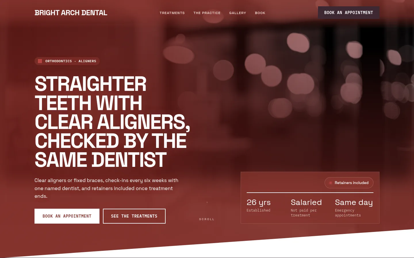 The Bright Arch Dental website, as a visitor sees it