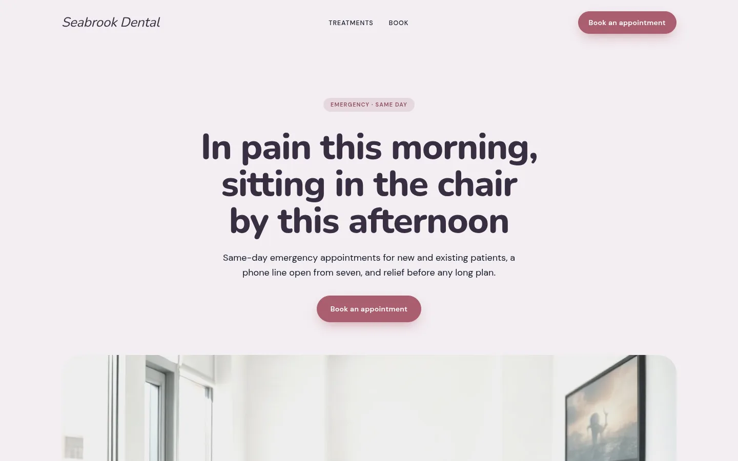 The Seabrook Dental website, as a visitor sees it
