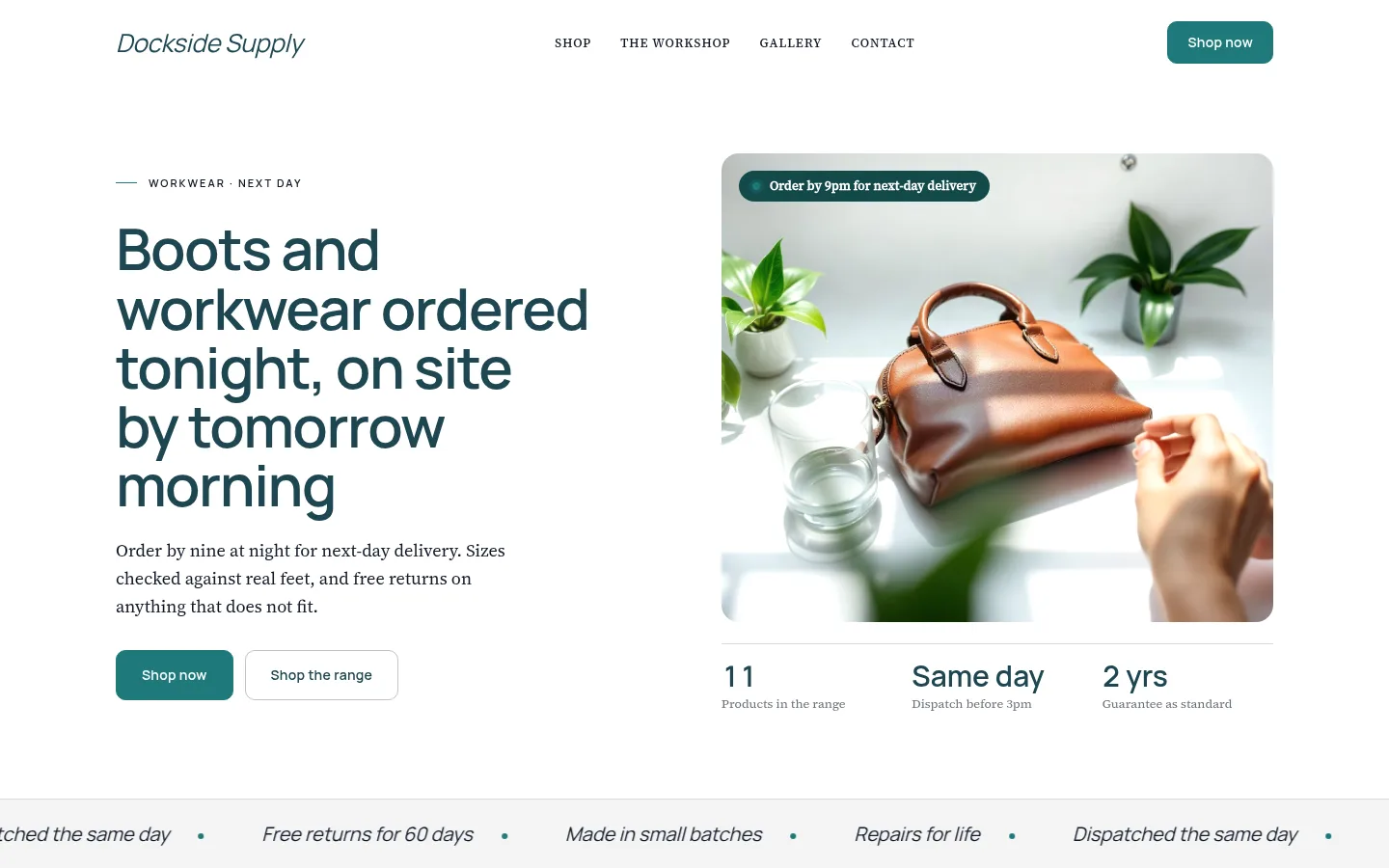 The Dockside Supply website, as a visitor sees it