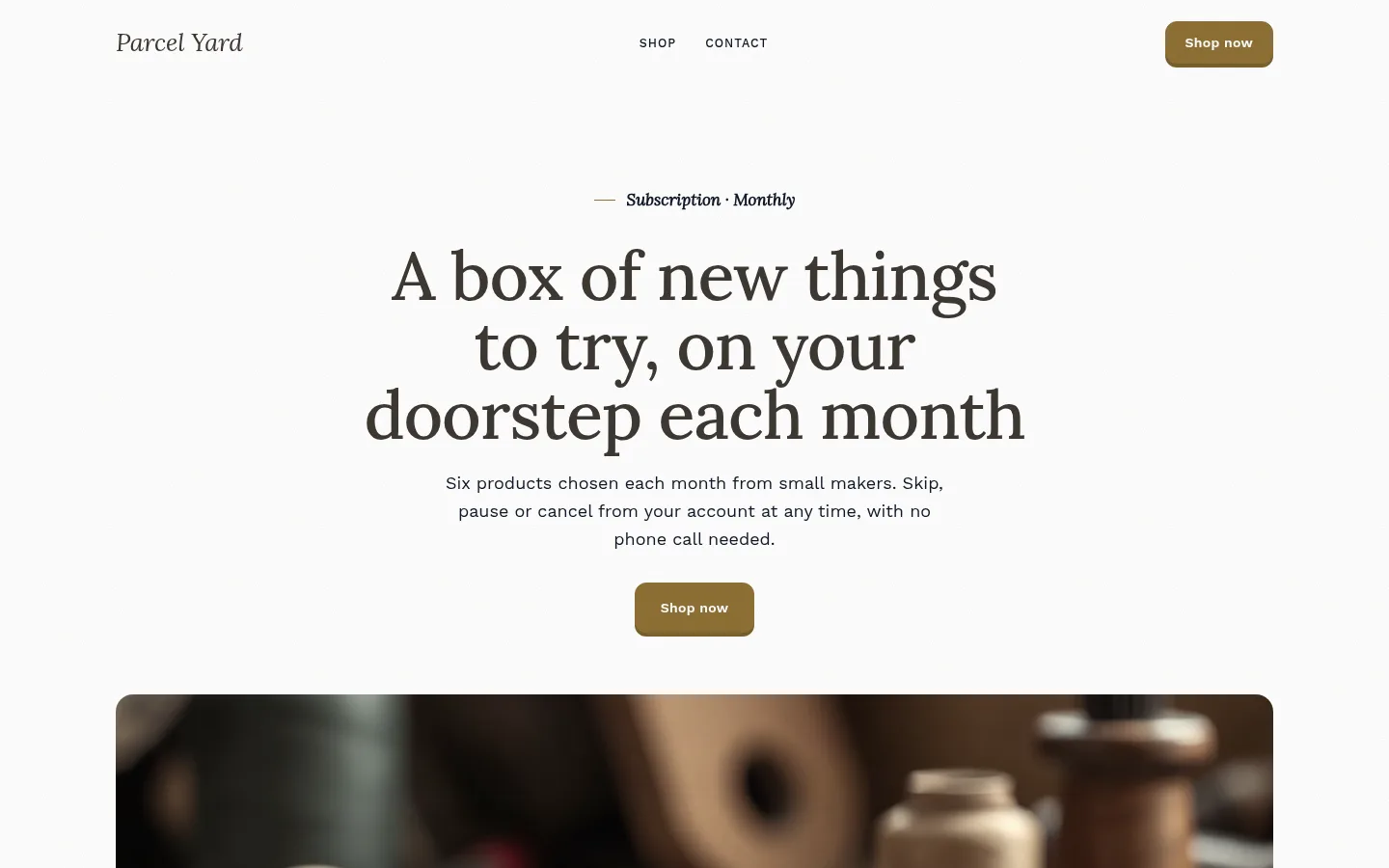 The Parcel Yard website, as a visitor sees it