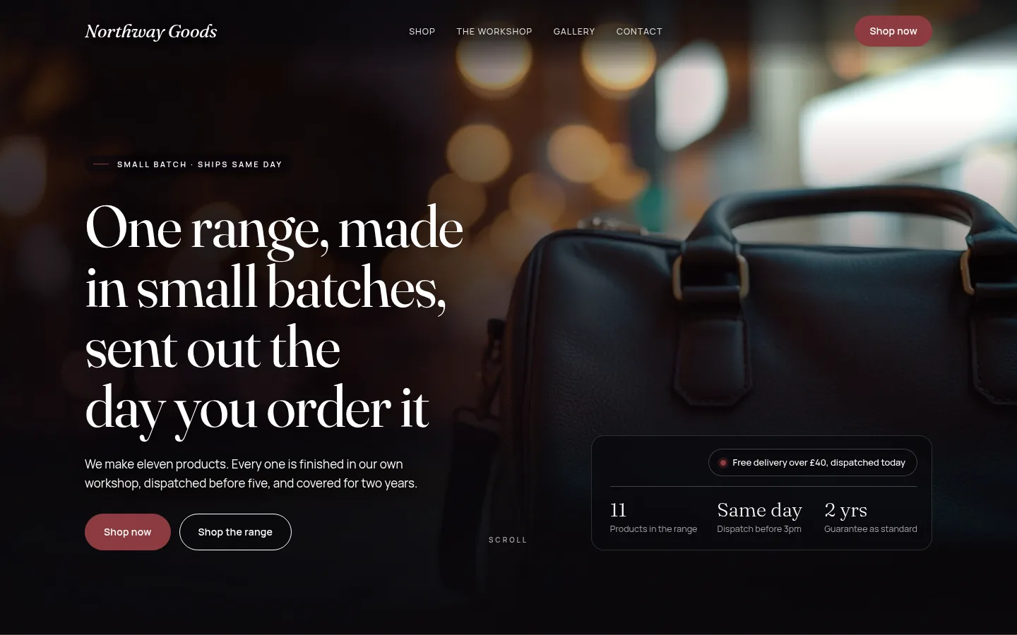 The Northway Goods website, as a visitor sees it