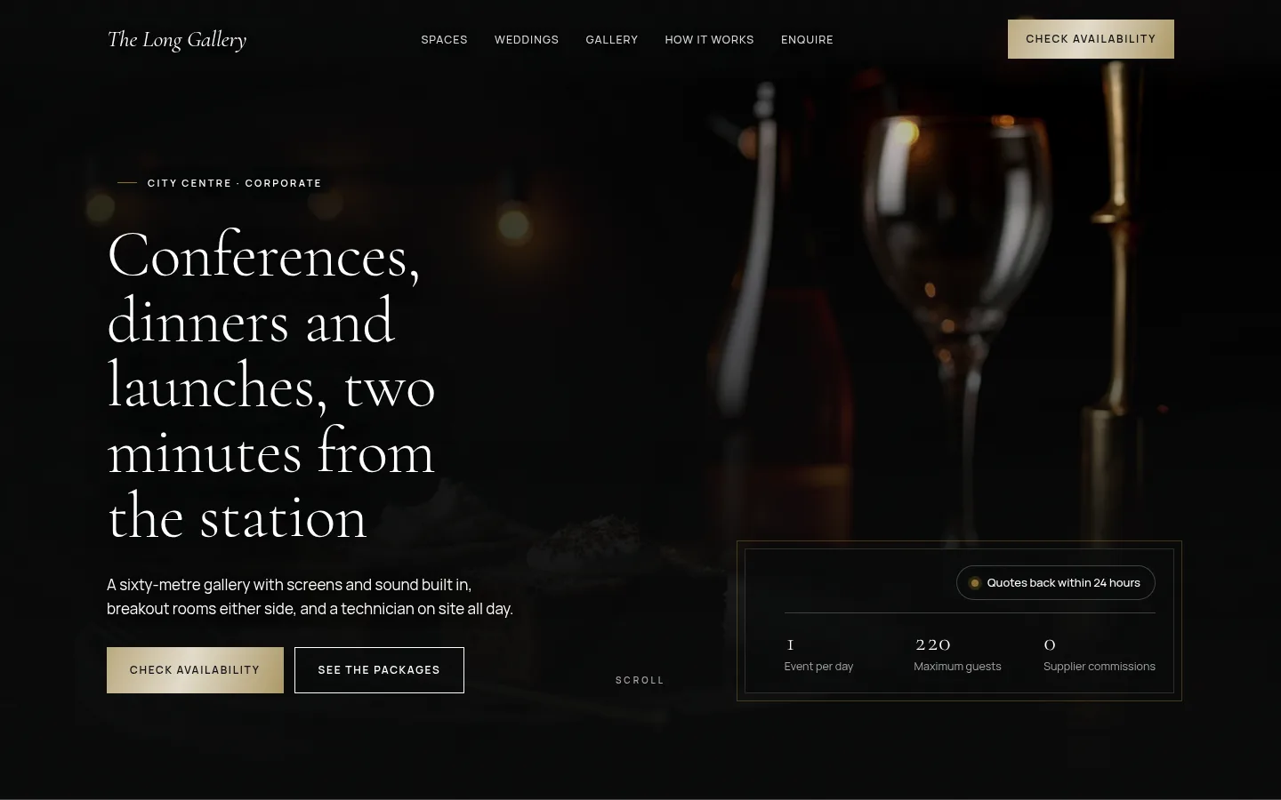 The The Long Gallery website, as a visitor sees it