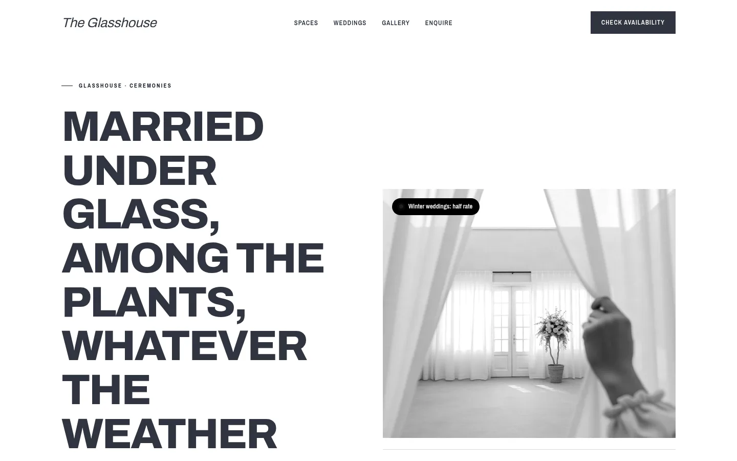 The The Glasshouse website, as a visitor sees it
