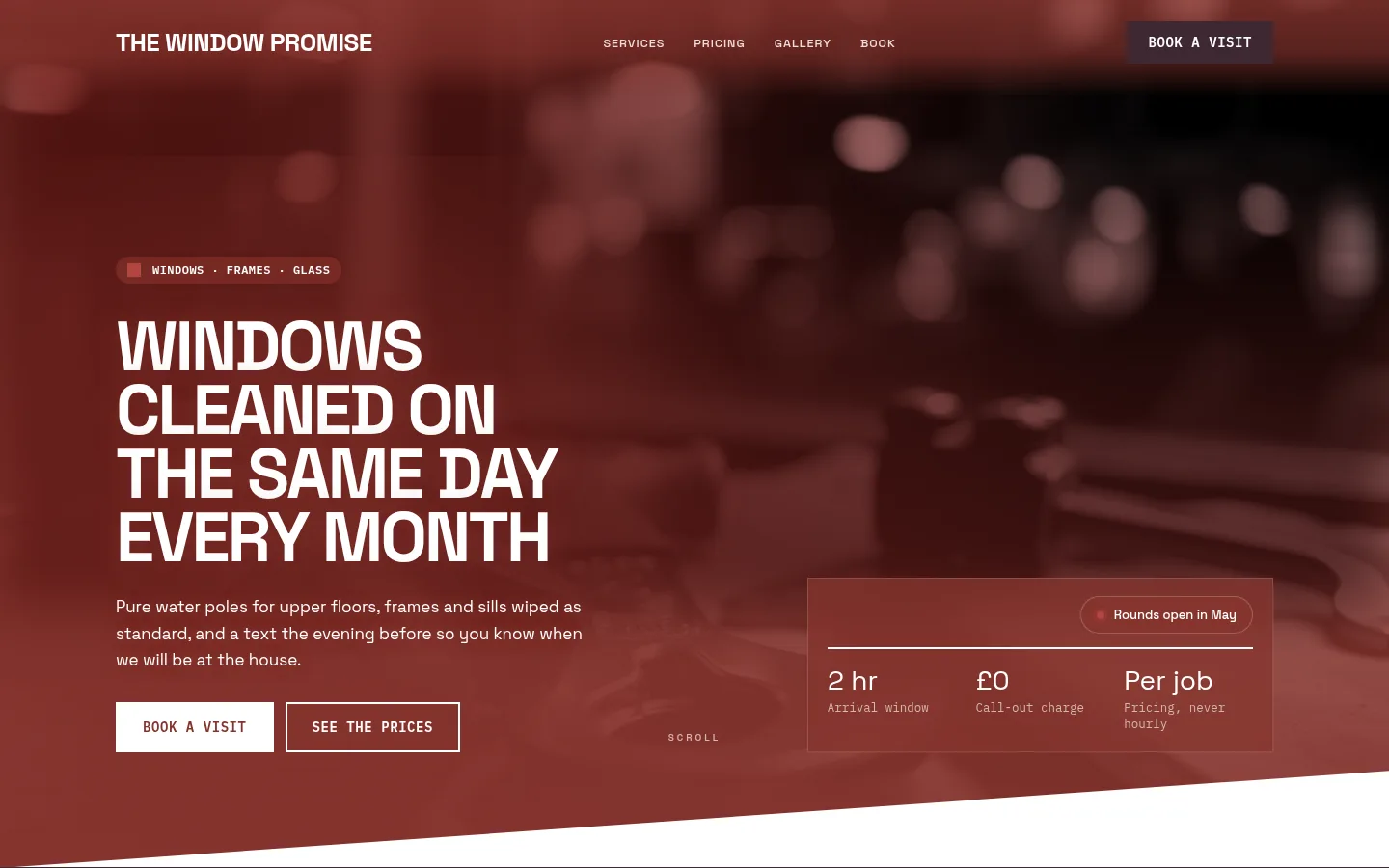 The The Window Promise website, as a visitor sees it