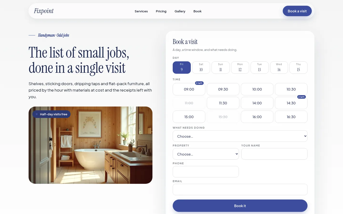 The Fixpoint website, as a visitor sees it