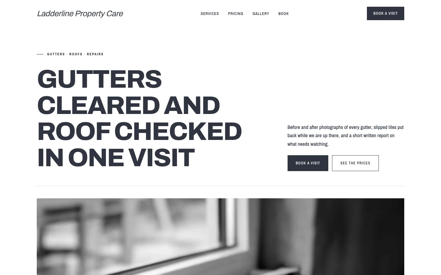The Ladderline Property Care website, as a visitor sees it