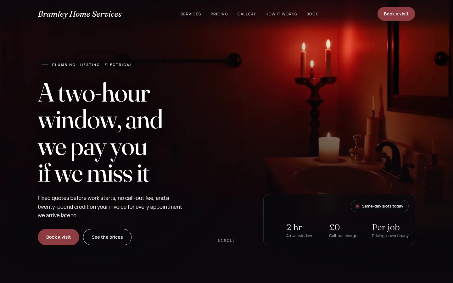 The Bramley Home Services website, as a visitor sees it