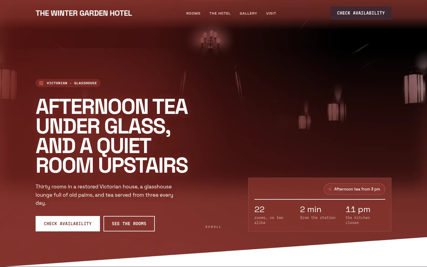 The The Winter Garden Hotel website, as a visitor sees it