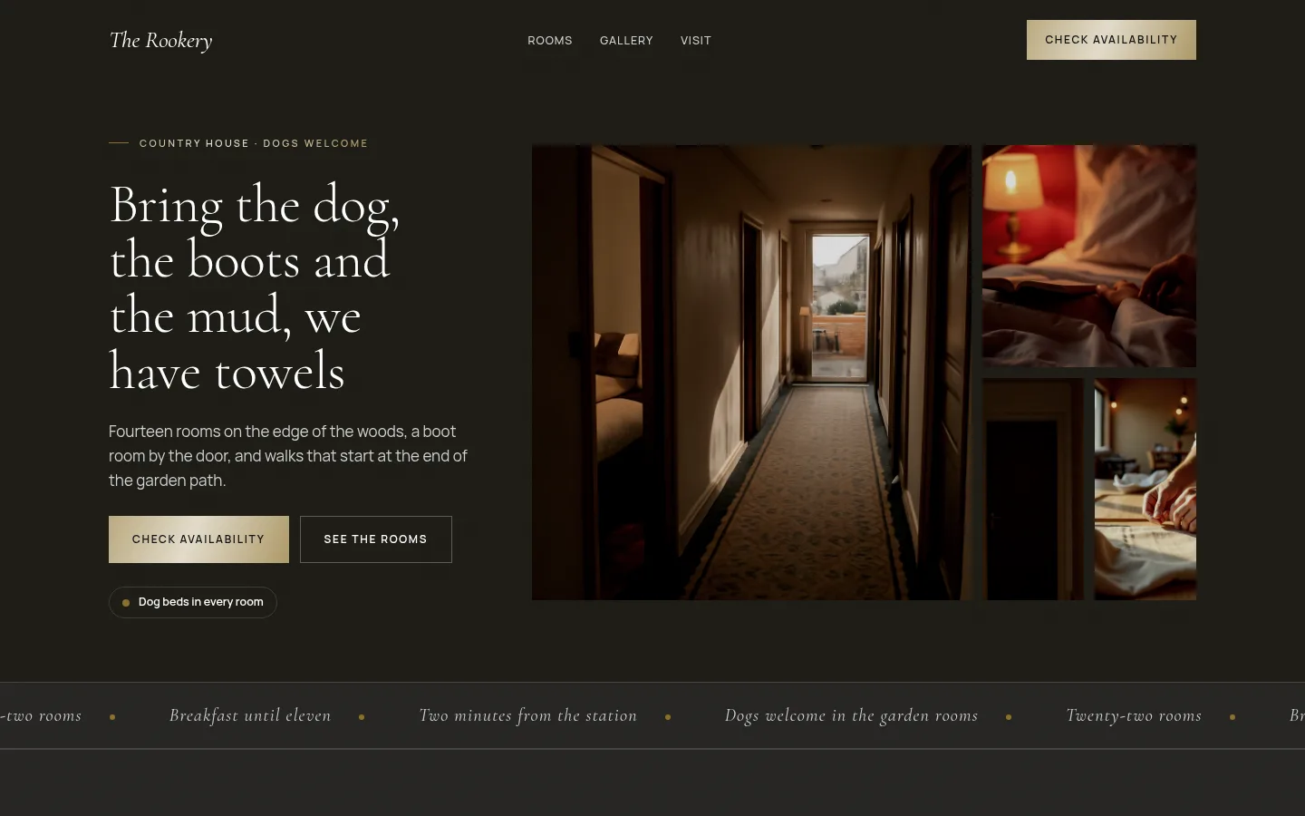 The The Rookery website, as a visitor sees it
