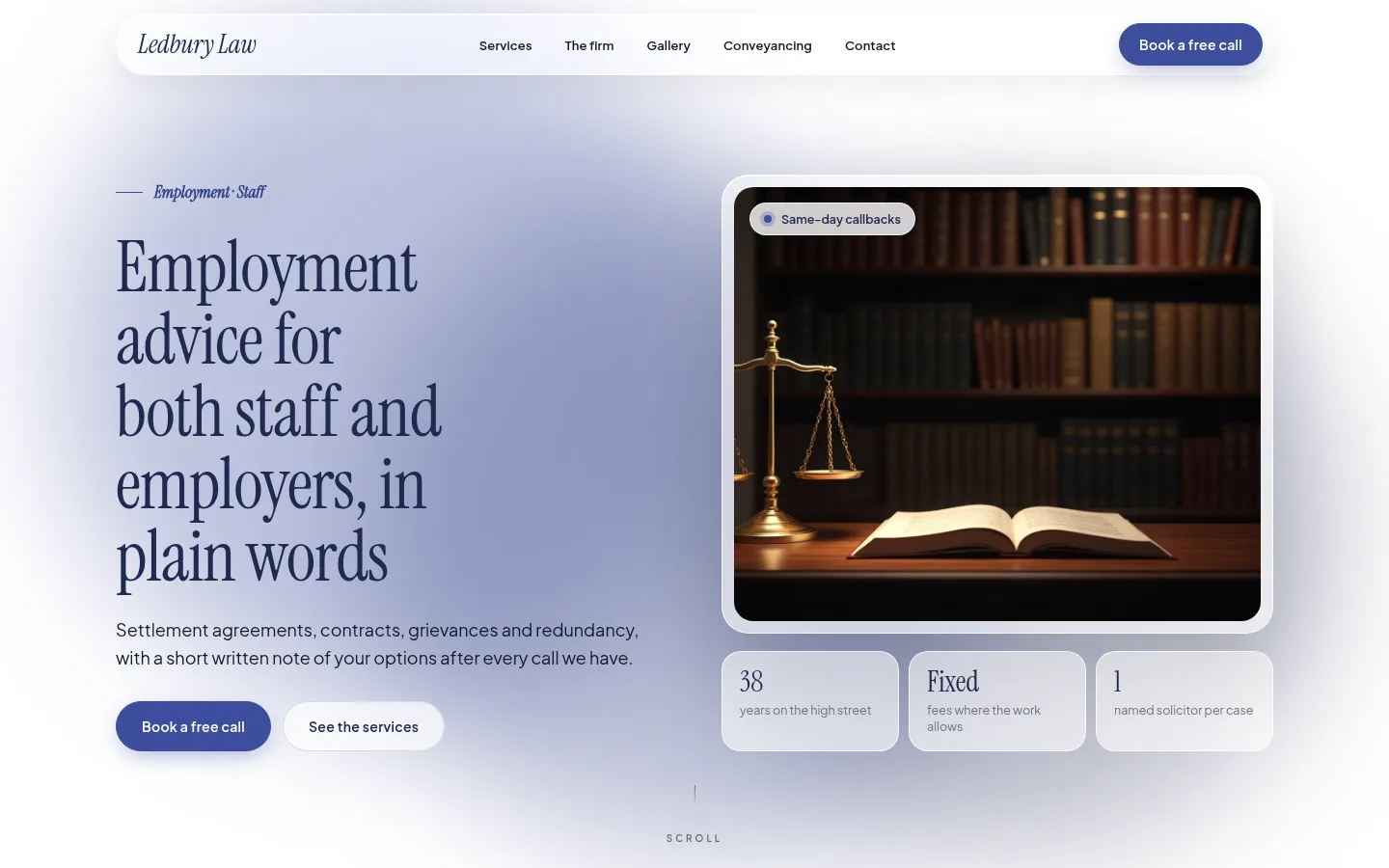 The Ledbury Law website, as a visitor sees it
