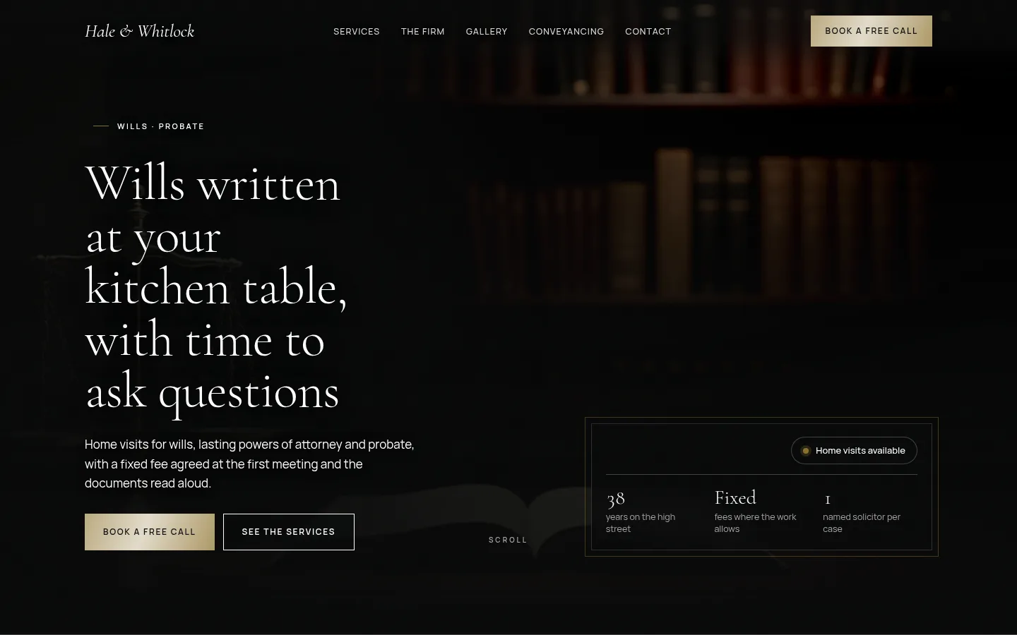 The Hale & Whitlock website, as a visitor sees it