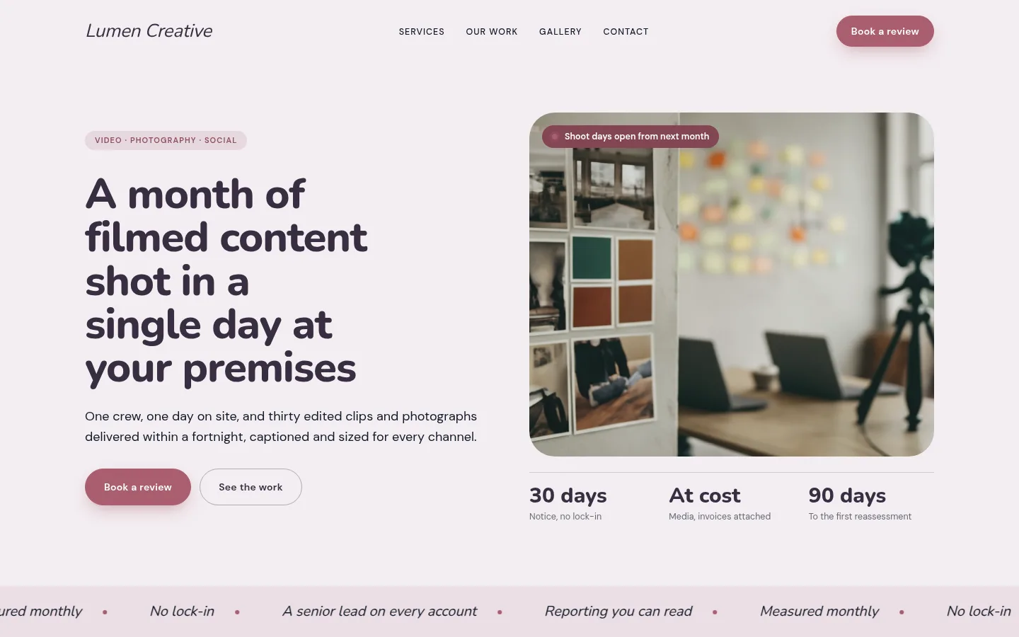 The Lumen Creative website, as a visitor sees it