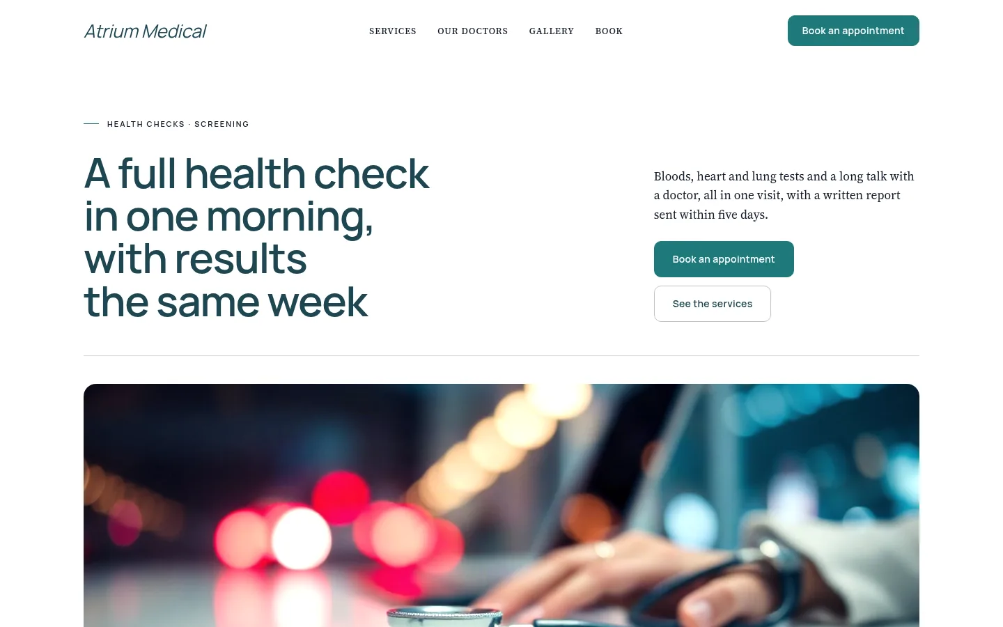 The Atrium Medical website, as a visitor sees it