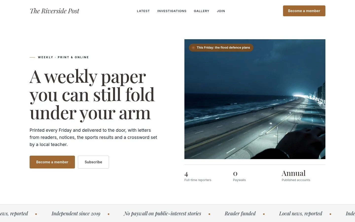 The The Riverside Post website, as a visitor sees it