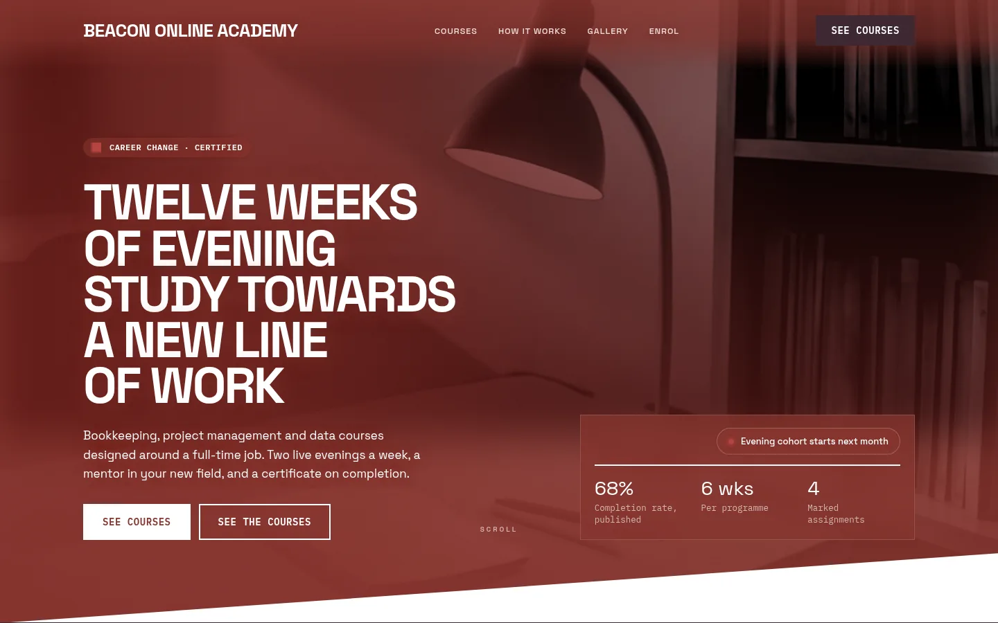 The Beacon Online Academy website, as a visitor sees it