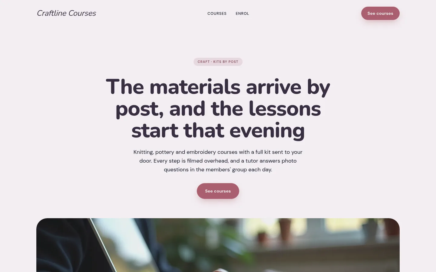 The Craftline Courses website, as a visitor sees it