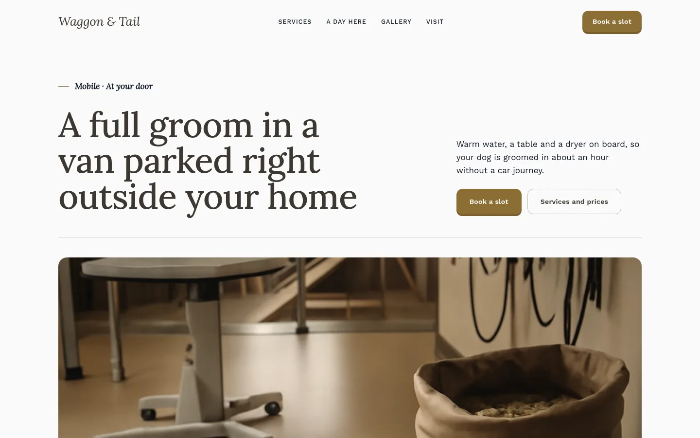 The Waggon & Tail website, as a visitor sees it