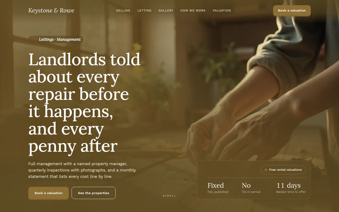 The Keystone & Rowe website, as a visitor sees it