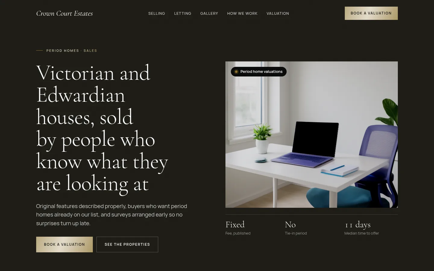 The Crown Court Estates website, as a visitor sees it
