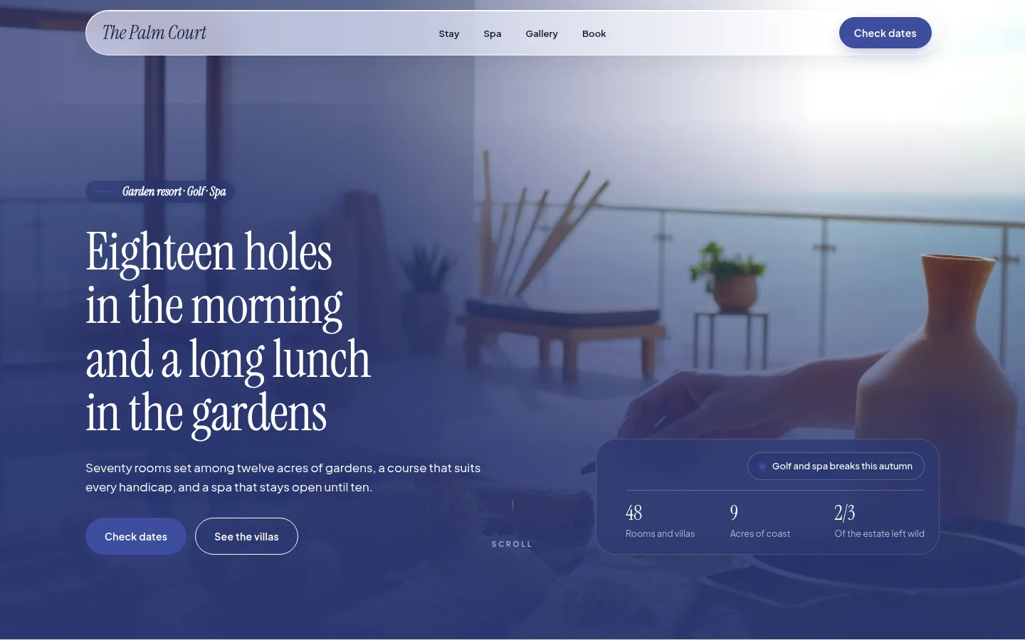The The Palm Court website, as a visitor sees it