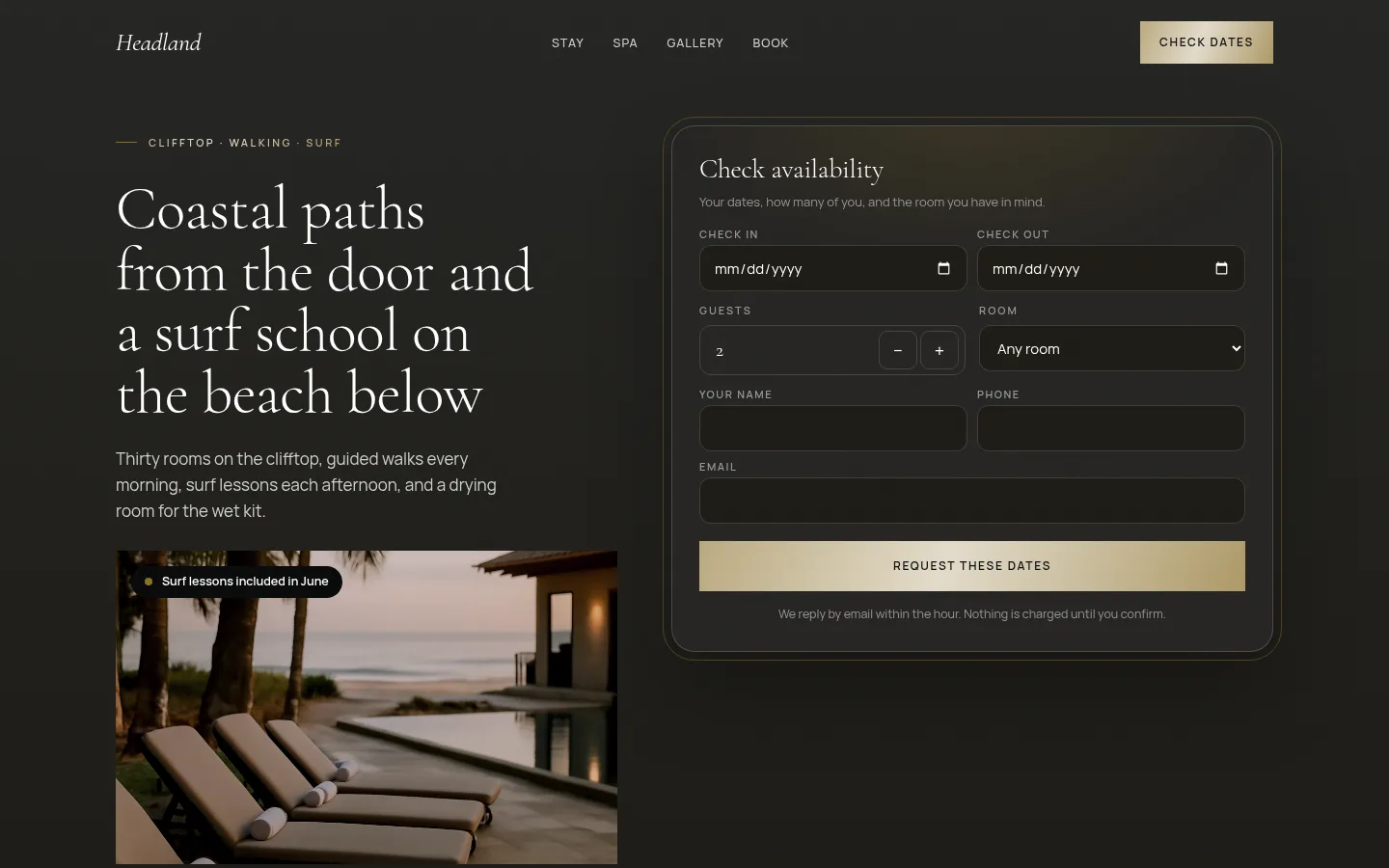 The Headland website, as a visitor sees it