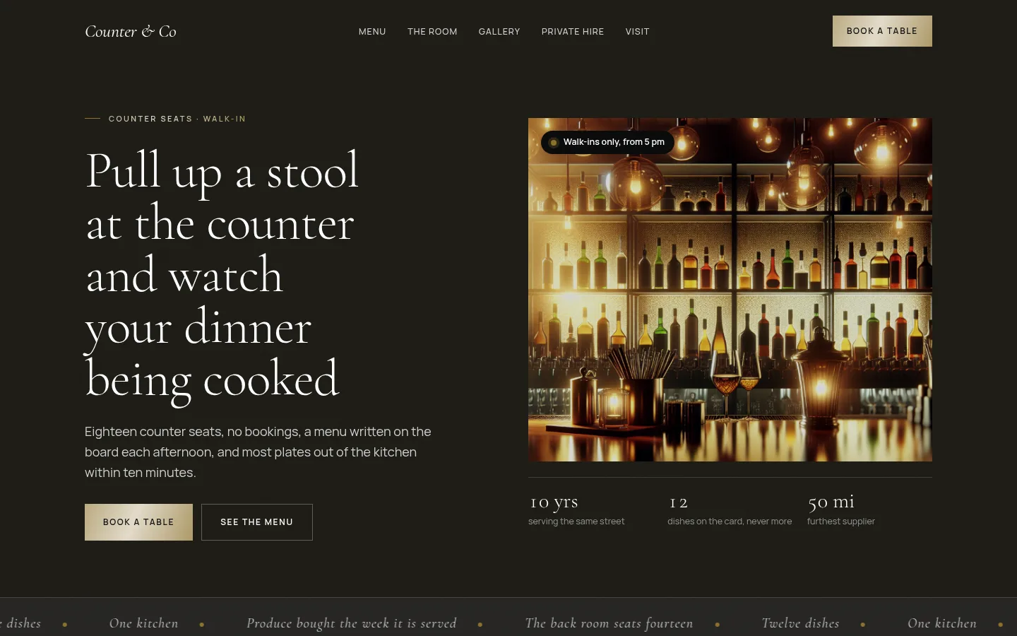 The Counter & Co website, as a visitor sees it