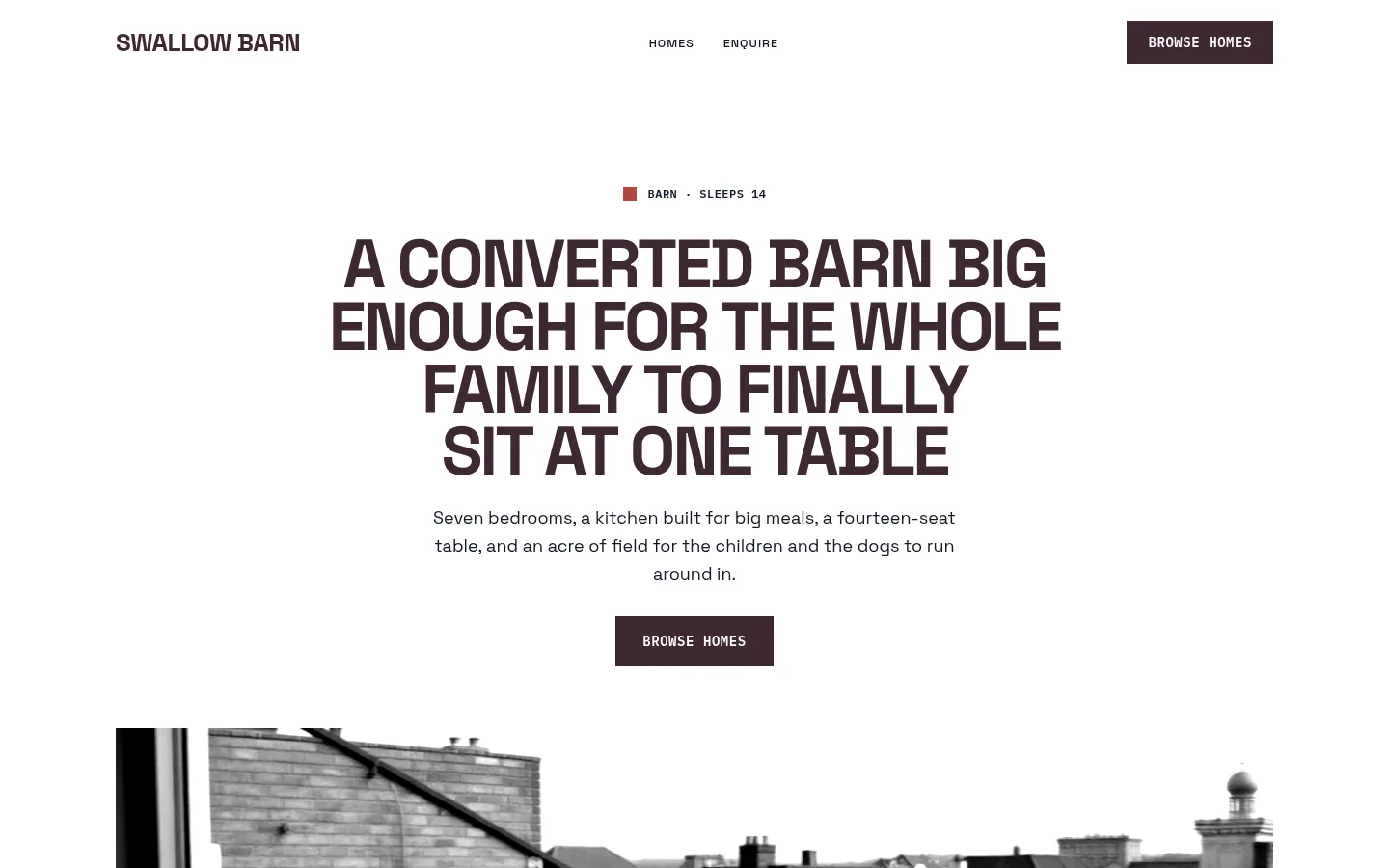The Swallow Barn website, as a visitor sees it