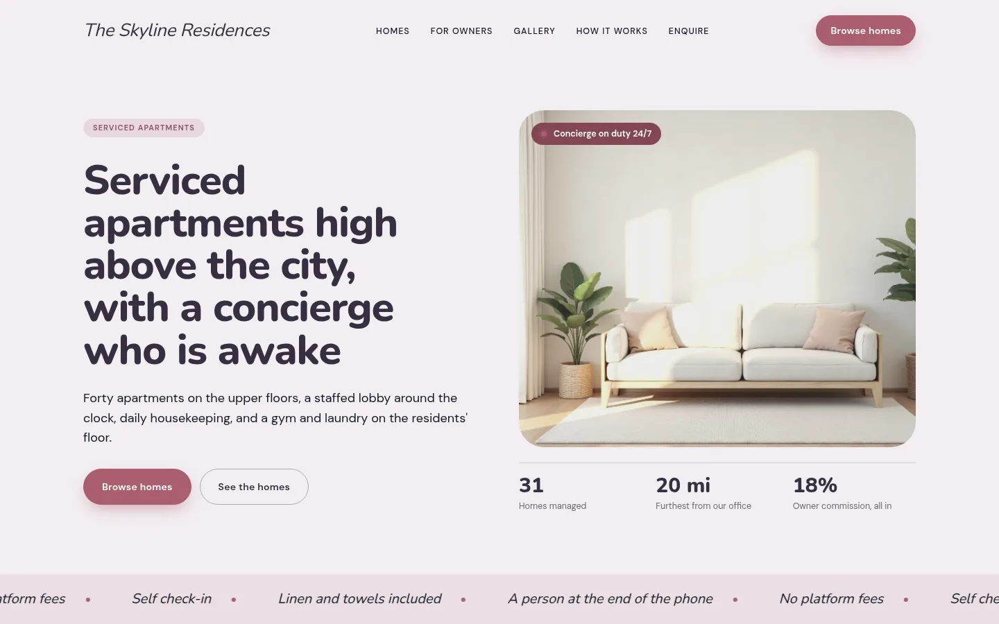 The The Skyline Residences website, as a visitor sees it